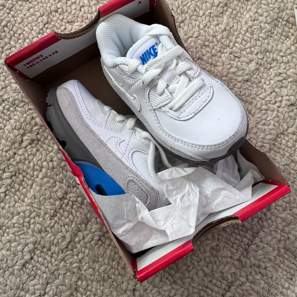 Nike Toddler White and Blue Air Max 90 LTR